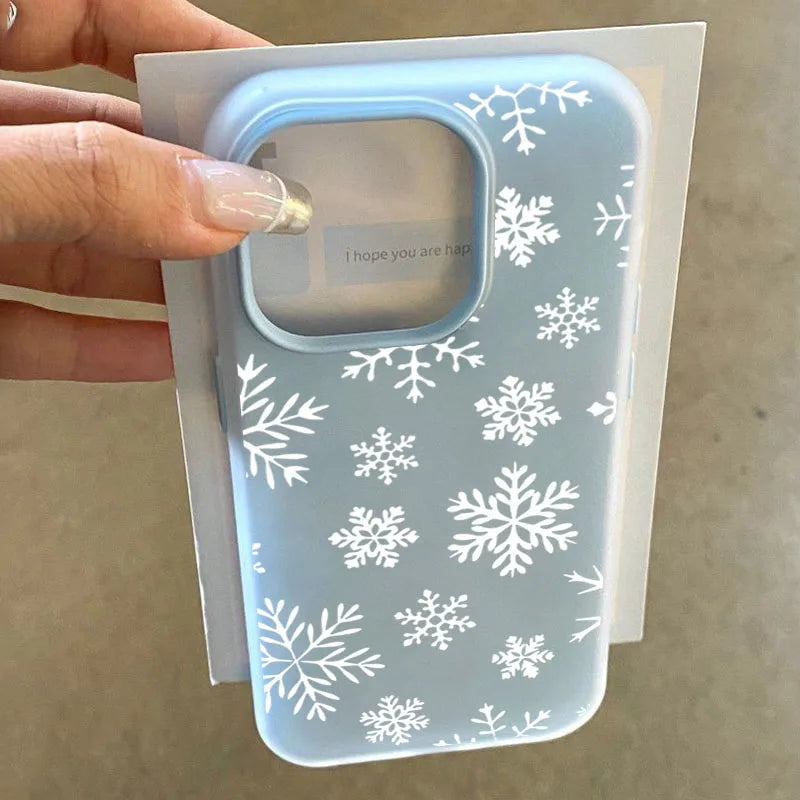 Simple White Snowflake Phone Case For Samsung S25 S24 S22 S21 S23 Ultra Plus FE A56 5G A26 A55 A35 A16 Winter 2 in 1 Matte Cover