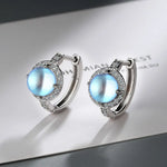 Sterling Silver Moonstone Crystal Ring Earrings for Women