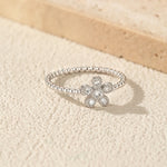 MODIAN D Color Moissanite Finger Rings 925 Sterling Sliver Delicate Flower Beaded Lab Diamond Rings For Women Fine Jewelry