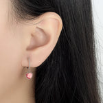 Sterling Silver Pink Heart Stud Earrings for Women - Elegant Gift