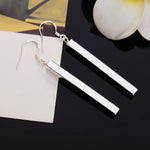 Sterling Silver Rectangle Geometric Drop Earrings for Women - Vintage