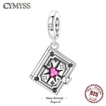 925 Sterling Silver Star Moon Sun Zircon Book Charm Pendant