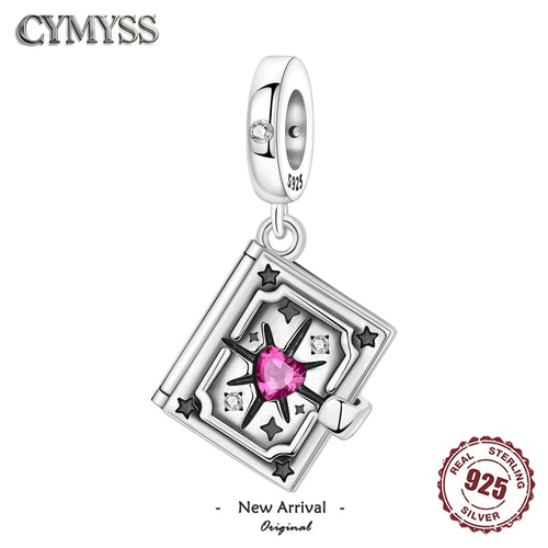 **925 Sterling Silver Zircon Star Moon Sun Book Charm Pendant - Cute Romantic**