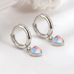 Sterling Silver Moonstone Heart Crystal Stud Earrings for Women