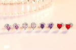 Sterling Silver Heart Zircon Stud Earrings for Women - Multicolour