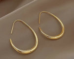 Sterling Silver Gold Ellipse Hoop Earrings for Women - Wedding Gift