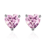 Sterling Silver Heart Zircon Stud Earrings for Women - Multicolour
