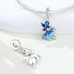 925 Sterling Silver Blue Betta Fish Ocean Pearl Charm Bead