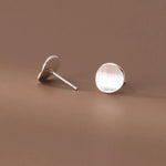 Sterling Silver Frosted Round Stud Earrings for Women - Wedding
