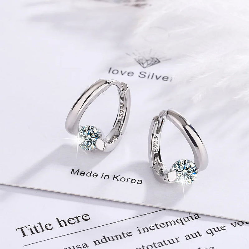 Sterling Silver Gold Crystal Stud Earrings for Women - Wedding
