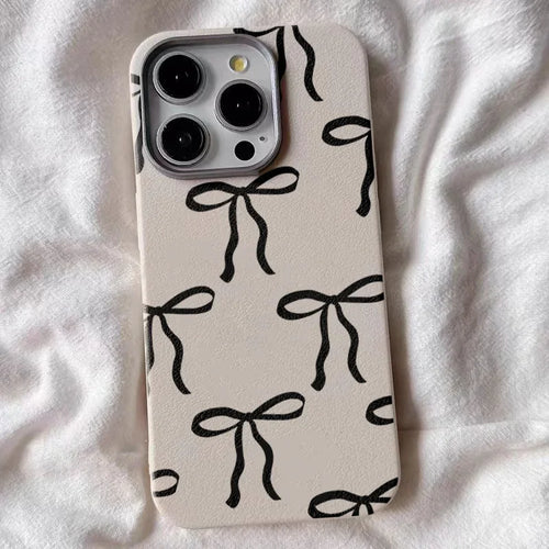 Black Bow Phone Case for Samsung Galaxy A15 A14 A55 A35 A53 A54 S25 S24 S23 Ultra S22 Plus S21 FE Shockproof Silicone Soft Cover