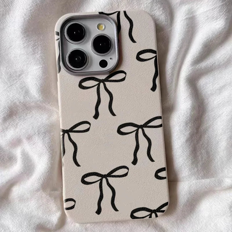 Black Bow Phone Case for Samsung Galaxy A15 A14 A55 A35 A53 A54 S25 S24 S23 Ultra S22 Plus S21 FE Shockproof Silicone Soft Cover