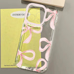 Transparent Phone Case For iPhone 16 16e 15 14 13 12 Mini 11 Pro Max X XR XSMax 7 8 Plus SE 2020 Pink Bow Knot Soft Back Cover