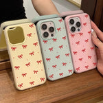 Cute Red Bow Print 2-in-1 Matte Jelly Phone Case For Xiaomi Redmi 14C 4G 13C  Note 14 13 12 Pro Plus 11 10 Candy-Colored Cover