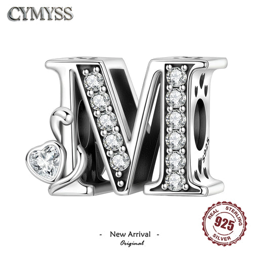 Personalised 925 Sterling Silver Zircon Letter Bead Charm for Bracelets & Necklaces