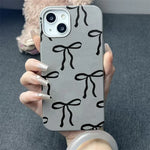 Black Bow Phone Case for Samsung Galaxy A15 A14 A55 A35 A53 A54 S25 S24 S23 Ultra S22 Plus S21 FE Shockproof Silicone Soft Cover
