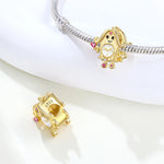 Gold-Plated 925 Sterling Silver Cuckoo Clock Charm Bead