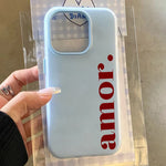 Red "Amor." Letter Print Personalized Phone Case For iPhone 17 16 Pro Max 15 14 Plus 13 12 11 XS XR 16E 17 Air 2-In-1 Soft Cover