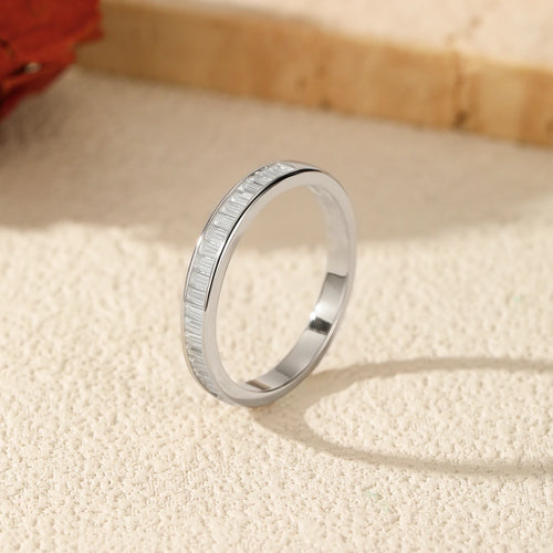 Rectangle Moissanite Eternity Ring | 925 Sterling Silver