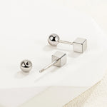 Sterling Silver Star Cube Stud Earrings for Women - Free Delivery