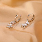 Sterling Silver Zircon Flower Earrings for Women - Wedding