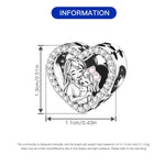 925 Sterling Silver Mother Daughter Embrace Heart Charm Bead