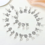 925 Sterling Silver Zircon Alphabet Letter Dangle Charm Bead