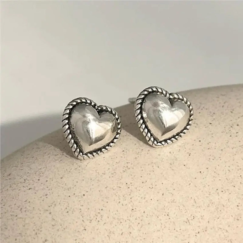 Sterling Silver Small Heart Stud Earrings for Women - Gift