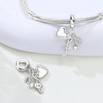 925 Sterling Silver Music Note Heart Charm Bead