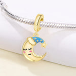 925 Sterling Silver Moon Sleep Cap Star Charm Pendant