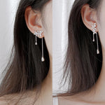 Sterling Silver Zircon Flower Tassel Earrings for Women - Vintage