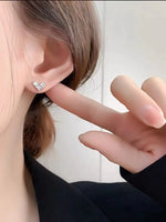Sterling Silver Heart Zircon Stud Earrings for Women - Wedding Gift