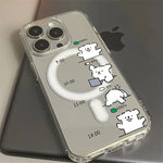 Work Dog Magnetic Phone Case For iPhone 16 17 Air 16e 15 11 12 14 13 Pro Max Mini XS 7 8 Plus Transparent Cartoon Animal Cover