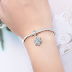 925 Sterling Silver Zircon Snowflake Charm Bead for Bracelet