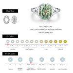 MODIAN 3CT Oval Green D Color Moissanite Ring 925 Sterling Silver Luxury Sparkling Jewelry Lab Diamond for Women Wedding Rings