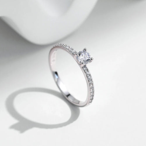D Colour Square Moissanite Wedding Ring | 925 Sterling Silver