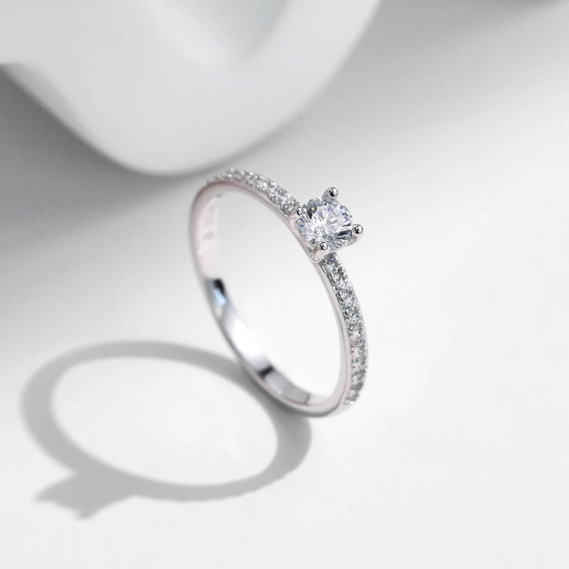 D Colour Square Moissanite Wedding Ring | 925 Sterling Silver