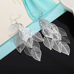 Sterling Silver Leaf Dangle Earrings for Women - Wedding Gift