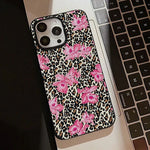 Pink Flowers Leopard Print Phone Case For iPhone 16 15 14 13 12 17 Air 11 Pro Max X XR XSMax 7 8 Plus SE20 16E Soft Back Cover