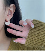 Stainless Steel Geometric Round Hoop Earrings for Women - Korean