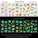 5 Sheets Luminous Tattoo Stickers Colorful Animal Mermaid Dinosaur Temporary Tattoos for Hand  Body Fake Tattoo Waterproof