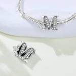 925 Sterling Silver Zircon Letter Bead Charm for Bracelet Necklace
