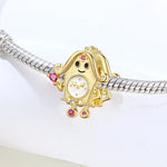 Gold-Plated 925 Sterling Silver Cuckoo Clock Charm Bead