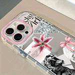Sweet Fashion Leopard Flower Mirror Design Phone Case For iPhone 17 16 15 14 13 12 11 Pro Max 7 8 Plus XR X XS Max 16E Cover