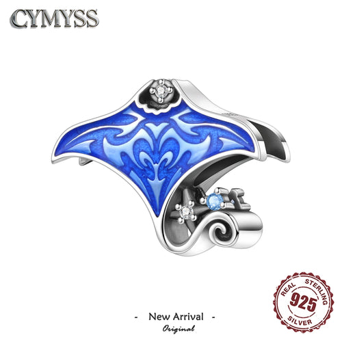 925 Sterling Silver Cartoon Stingray Charm Bead for Bracelet - Ocean Animal Jewellery