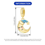 925 Sterling Silver Moon Sleep Cap Star Charm Pendant