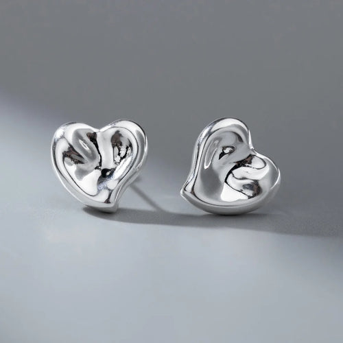 925 Sterling Silver Heart Stud Earrings for Women Wedding Jewellery
