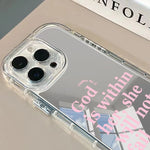 Pink English Pattern Phone Case For iPhone 11 12 13 14 15 16 17 Pro Max 7 8 16 Plus XR X XS Max 16E 17E Luxury Mirror Back Cover