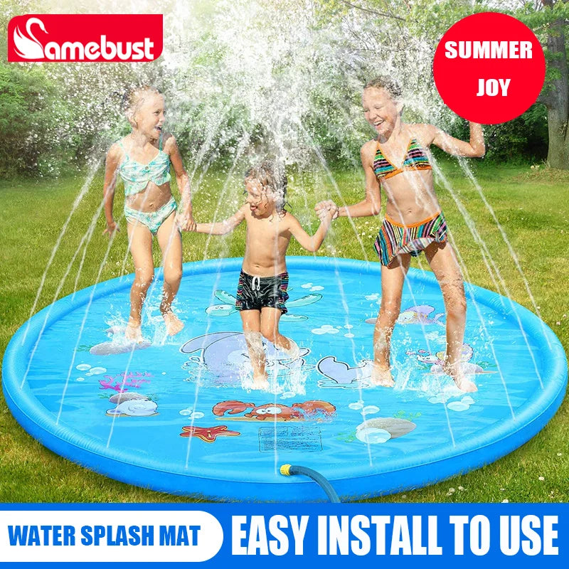 Kids Inflatable Splash Pad | Outdoor Water Sprinkler Mat for Garden Fun
