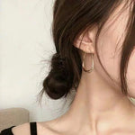Sterling Silver Gold Ellipse Hoop Earrings for Women - Wedding Gift